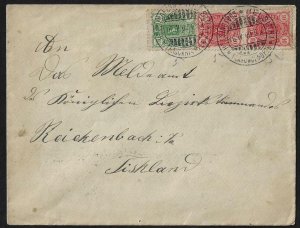 FINLAND 1900 HELSINKI TO REICHENBACH FRANKED Sc 39 & PAIR Sc 40a ARRIVAL CANCEL