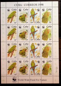 CUBA Sc 3964a NH MINISHEET OF 1989 - WWF - BIRDS - PARROTS -(CT5)