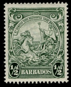 BARBADOS GVI SG248b, ½d green, M MINT. Cat £70. PERF 14