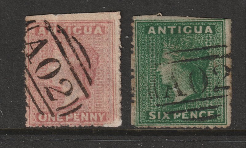 Antigua x 2 old QV both watermark star