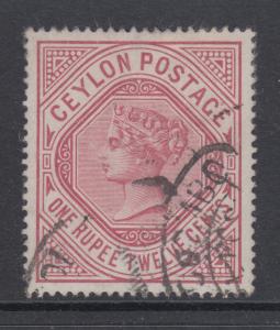 Ceylon SG 201 var used 1887 1r12c QV, perf 14, watermark upright
