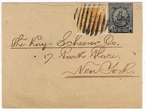 Peru 1890's grid cancel on uprated wrapper to the U.S.