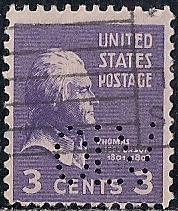 807 3 cent Thomas Jefferson Stamp used AVG