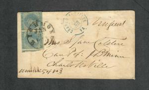 Charlottesville VA Cover Jan 29 1863 CSA Sc#6 Pair M/S Missent