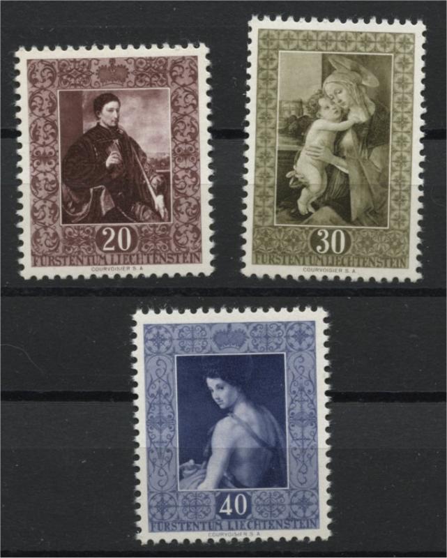 LIECHTENSTEIN, PAINTINGS 1952 MNH SET