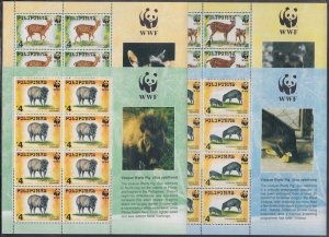 PHILIPPINES Sc # 2476-9a CPL MNH SHEETS of 8 EACH WORLD WILDLIFE FUND