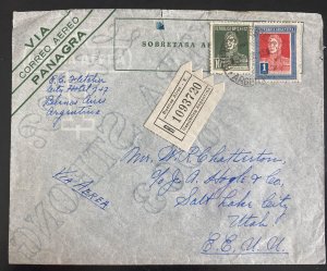 1932 Buenos Aires Argentina Airmail Certificated Cover To Salt Like City Usa