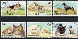 Thematic stamps PHILIPPINES 1979 CATS & DOGS 1539/44 6v used