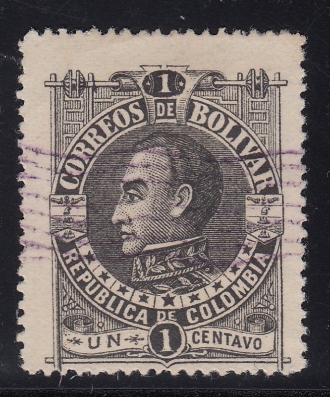 Colombia 1899 1c Black Cartagena O/P MNG. Scott 169 (O/P on Bolivar 55)