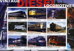 Somalia 2002 VINTAGE LOCOMOTIVES Sheet Perforated Mint (NH)