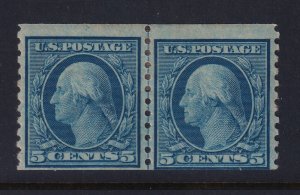 1919 Sc 496 5c blue coil Joint Line pair MHR OG CV $30