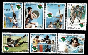 Nicaragua 1982-  Sports  - Set of 7 Stamps - Scott  #1159-62 - MNH