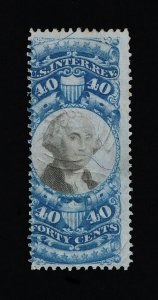 EXCELLENT GENUINE SCOTT #R114 FINE 1871 BLUE & BLACK 2ND ISSUE REVENUE #18368