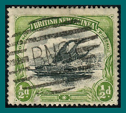 Papua 1901 Lakatoi, vert wmk, 0.5d used  #1,SG9