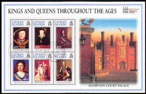 Cayman Islands 2000 used Sc #792 British Monarchs Sheet of 6 London Stamp Sho...