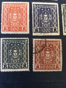 AUSTRIA STAMPS,1922-24,Sc#288-298,symbol Of Art And Science,MNH,MN,used