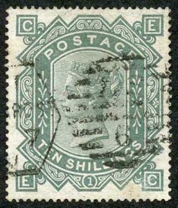 SG128 10/- Greenish Grey wmk Maltese Cross FANTASTIC COLOUR Cat 3200 pounds