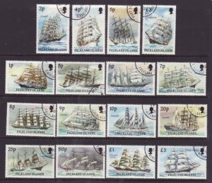 Falkland Is.-Sc#485-500-includes dated 1991- id9-used set-Ships-1989-      