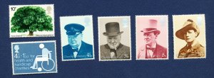 GREAT BRITAIN - SG 949, 954/7, 970 - NH OG - Tree, Churchill, semi-postal - 1974