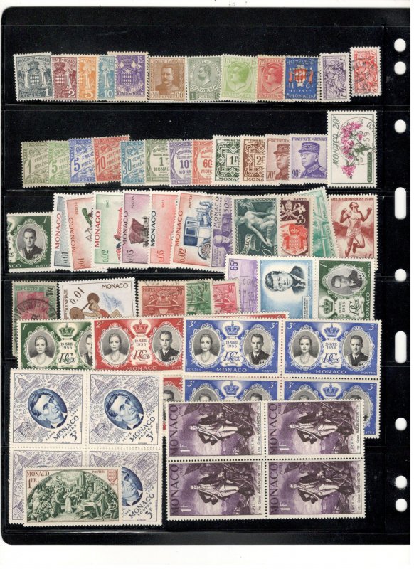 MONACO COLLECTION ON STOCKPAGES, BOTH MINT AN USED