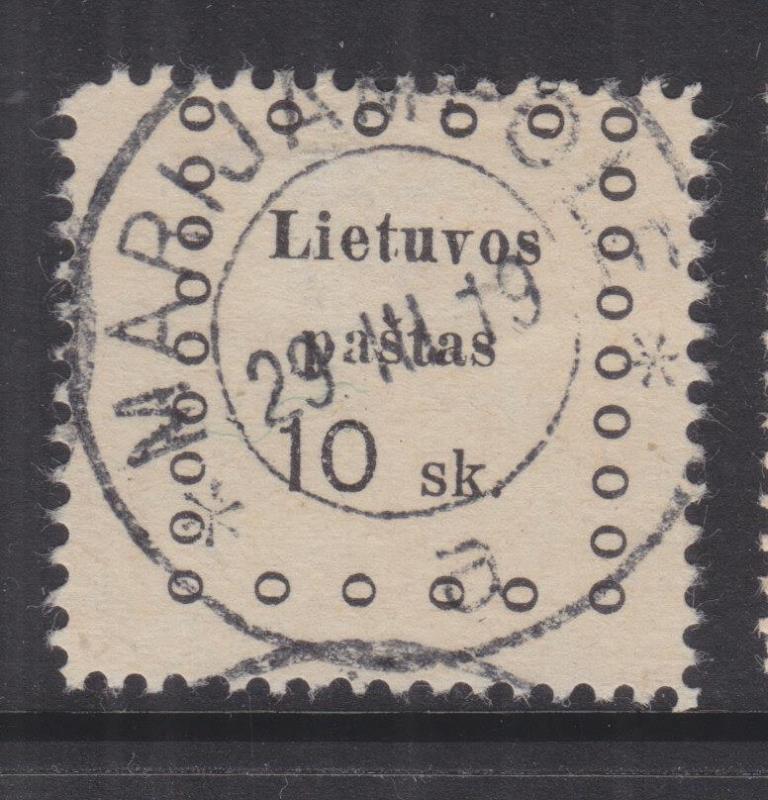 LITHUANIA, 1919 2nd. Kaunas, 10s. Black, used.