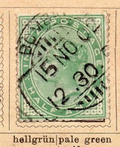 India 1900 Early Issue Fine Used 1/2a. Postmark NW-08777