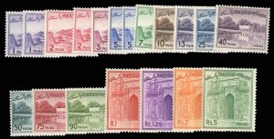 Pakistan #129-144 Cat$32.15, 1961-63 1p-5r, complete set, with additional 1p,...