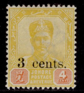 MALAYSIA - Johore EDVII SG54a, 3c on 4c ORIGINAL VALUE UNCANCELLED, M MINT.