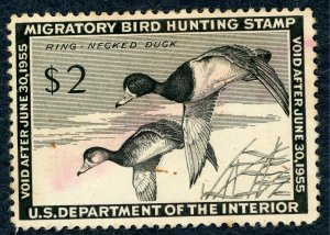 #RW21 – 1954 $2.00 Ring-Necked Ducks. Used.