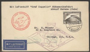 Germany 1930 Graf Zeppelin SAD Si57NN 4RM South America Havana Flown Cove 103432