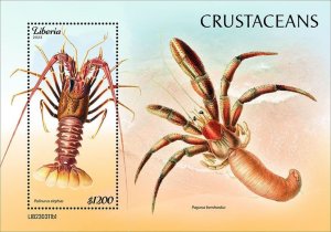 LIBERIA- 2023 - Crustaceans - Perf Souv Sheet - Mint Never Hinged