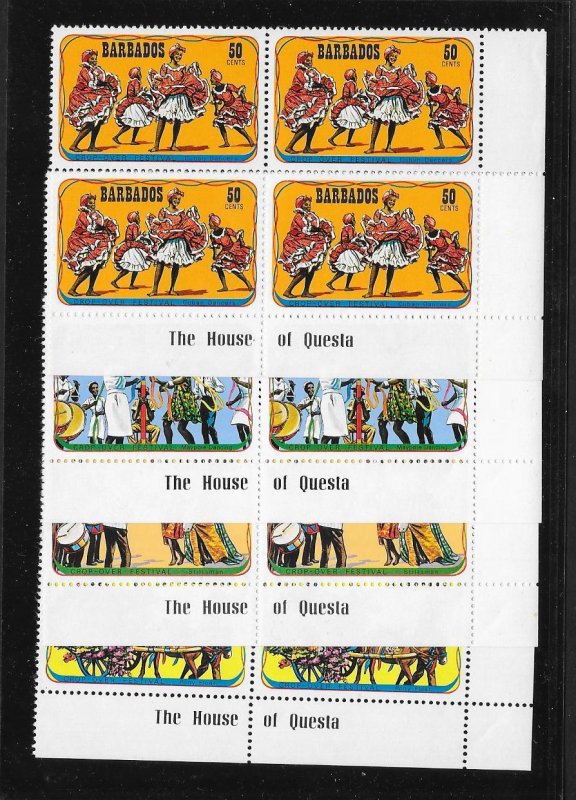 BARBADOS Sc#424-427 Complete Mint Never Hinged Set BLOCKS of 4