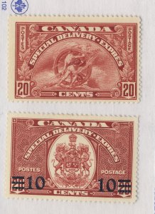 2x Canada MH Stamps; #E6-20c F/VF & E9-10c/20c VF Guide Value = $24.00