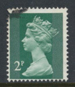 GB 2p Machin  Sc# MH25  SG X849  Used   2 bands see details & scan