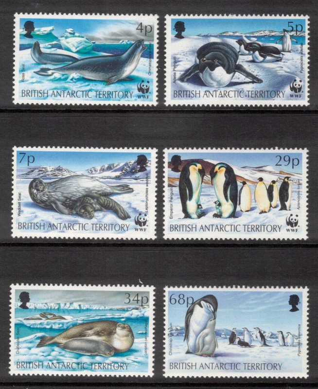 BRITISH ANTARCTIC 1992 Seals & Penguins/ WWF; Scott 192-97, SG 208-13; MNH