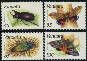 Vanuatu #457-460 Insects Bugs Butterflies Postage Stamps Topical 1987 Mint LH