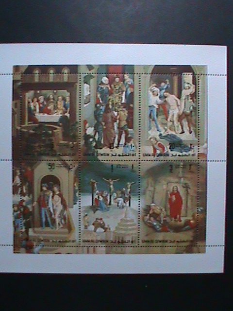 UMM AL QIWAIN -AIRMAIL STAMP THE PASSION OF CHRIST BY HANS MEMLING-MNH SHEET