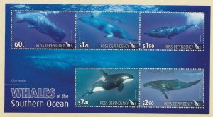 NZ Ross Dependency 2010 Whales of the Southern Ocean min sheet sg.MS125 MNH, 