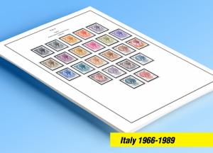 COLOR PRINTED ITALY 1966-1989 STAMP ALBUM PAGES (79 illustrated pages)