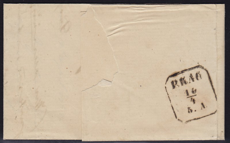 Austria - 1860 - Scott #13 - used on local cover - PRAG pmk - Signed Matl