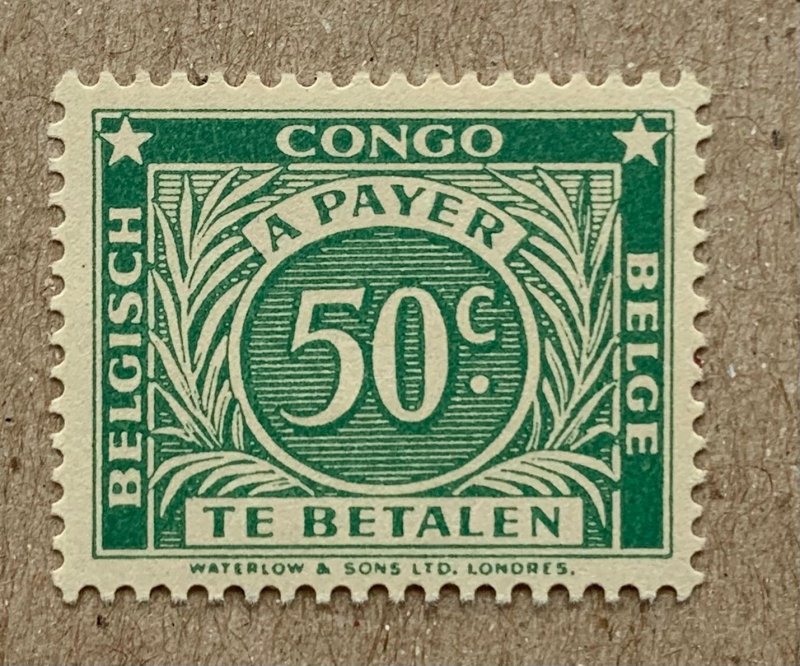 Belgian Congo 1943 50c postage due (pencil on back), unused. Scott J10, CV $0.25