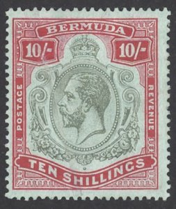 Bermuda Sc# 53 MH (wrinkle) 1910-1924 10sh King George V