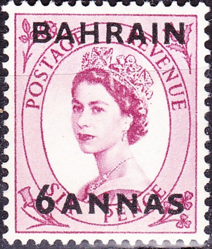 BAHRAIN 1954 QEII 6a on 6d Reddish-Purple SG87 MNH