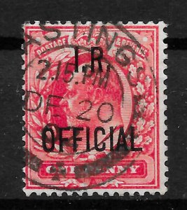 GB KEVII 1d Scarlet Inland Revenue Official SG O21 / SG 021, Good Used, CDS