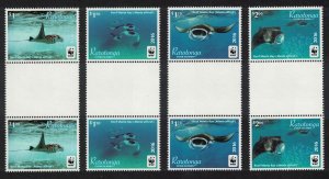 Rarotonga WWF Reef Manta Ray Fish 4v Gutter Pairs 2016 MNH SG#23-26