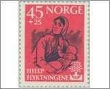 Norway NK 483 World Refugee Year 45 Øre Black,Red lilac