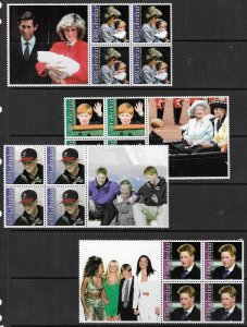 GIBRALTAR SG1020/3 2002 PRINCE HARRY IN BLOCKS OF 4 MNH