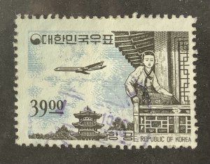 South Korea 1964 Scott C35 used -39w, Douglas DC-8 Jetliner over Pagoda