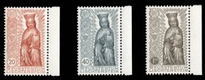 Liechtenstein #284-286 Cat$18.50, 1954 Madonna, sheet margin set of three, li...