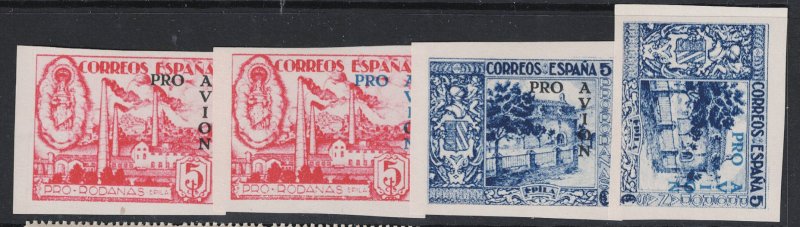 Spain Civil War Epila 4 Local Airmail Stamps Mint Light Hinged - S30420